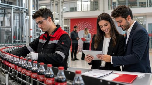 Impiegati ed operai al lavoro in coca cola