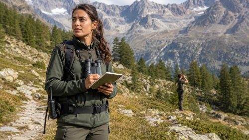 Guardiaparco donna al lavoro