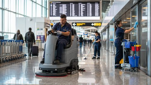 Addetti pulizie in aeroporto