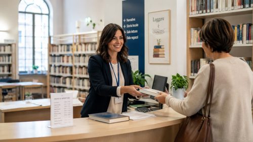 Bibliotecaria al lavoro