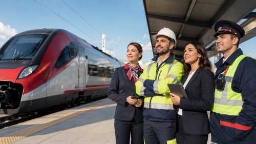 Dipendenti ferrovie dello stato in stazione ferroviaria