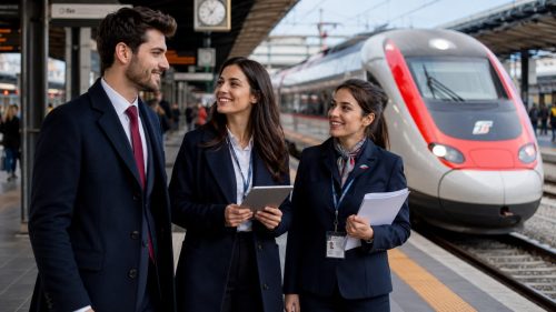 Dipendenti di ferrovie dello stato in stazione