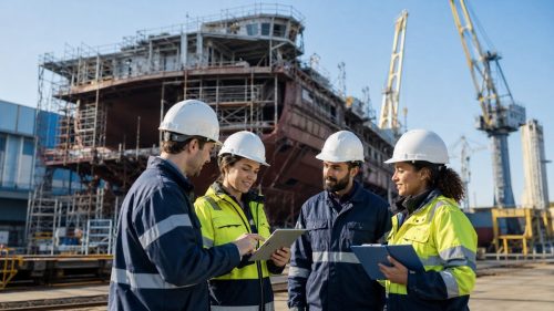 Fincantieri: dipendenti in cantiere