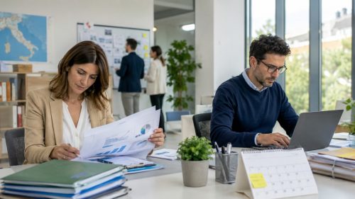 Impiegati alla scrivania in Invitalia