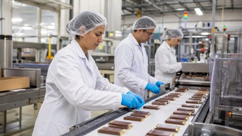 Operai al lavoro in stabilimento Nestlè