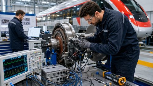 Operaio al lavoro in ferrovie dello stato