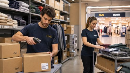 Magazzinieri al lavoro in Upim e ovs