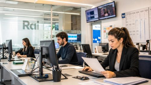 Impiegati al lavoro in Rai