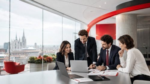 Impiegati al lavoro in Unicredit