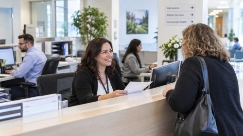 Impiegata asp al lavoro