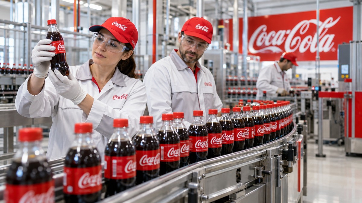 Operai in stabilimento coca cola