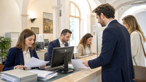 Impiegati amministrativi al lavoro in comune