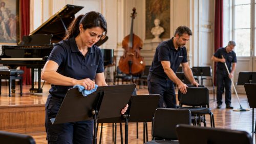 Operatore al lavoro in conservatorio
