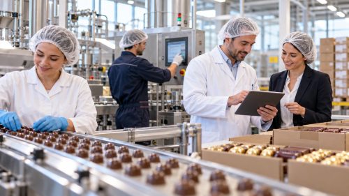 Operai in stabilimento Ferrero