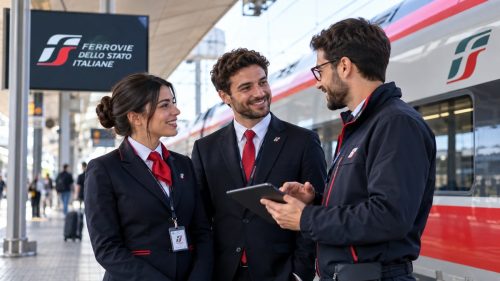 Impiegati FS in stazione ferroviaria