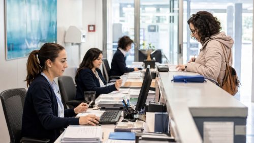 Impiegati al lavoro in ospedale