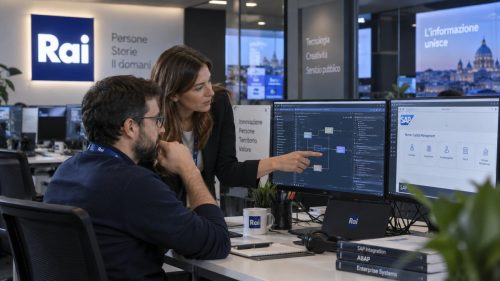 Impiegati al lavoro in Rai