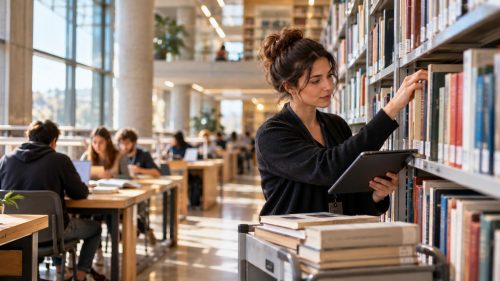 Addetta alla biblioteca in università