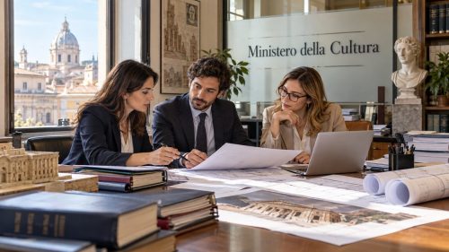 Impiegati in ufficio al ministero della Cultura