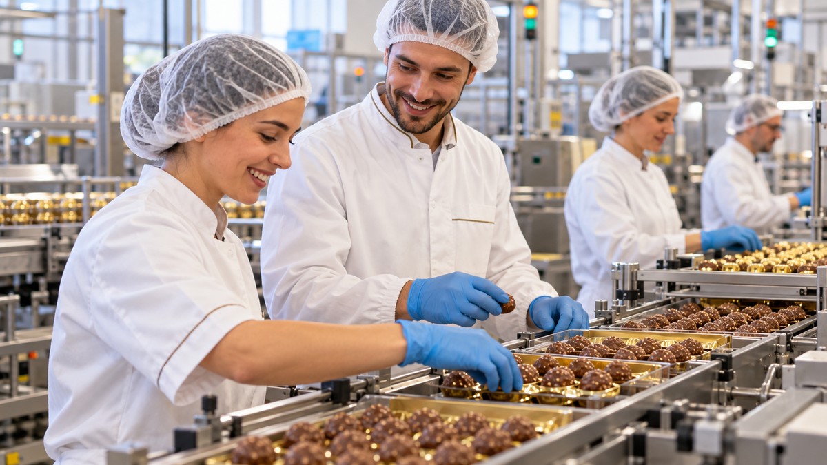 Operai in stabilimento Ferrero