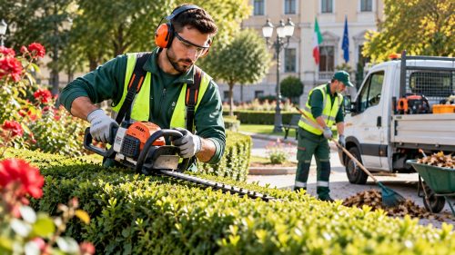manutentori del verde pubblico al lavoro