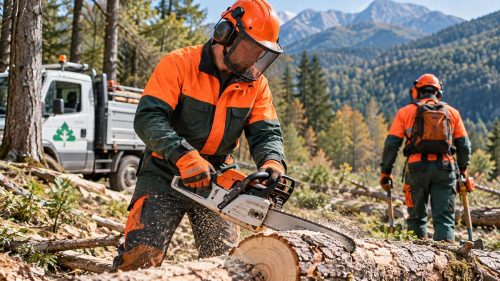 Operai forestali al lavoro